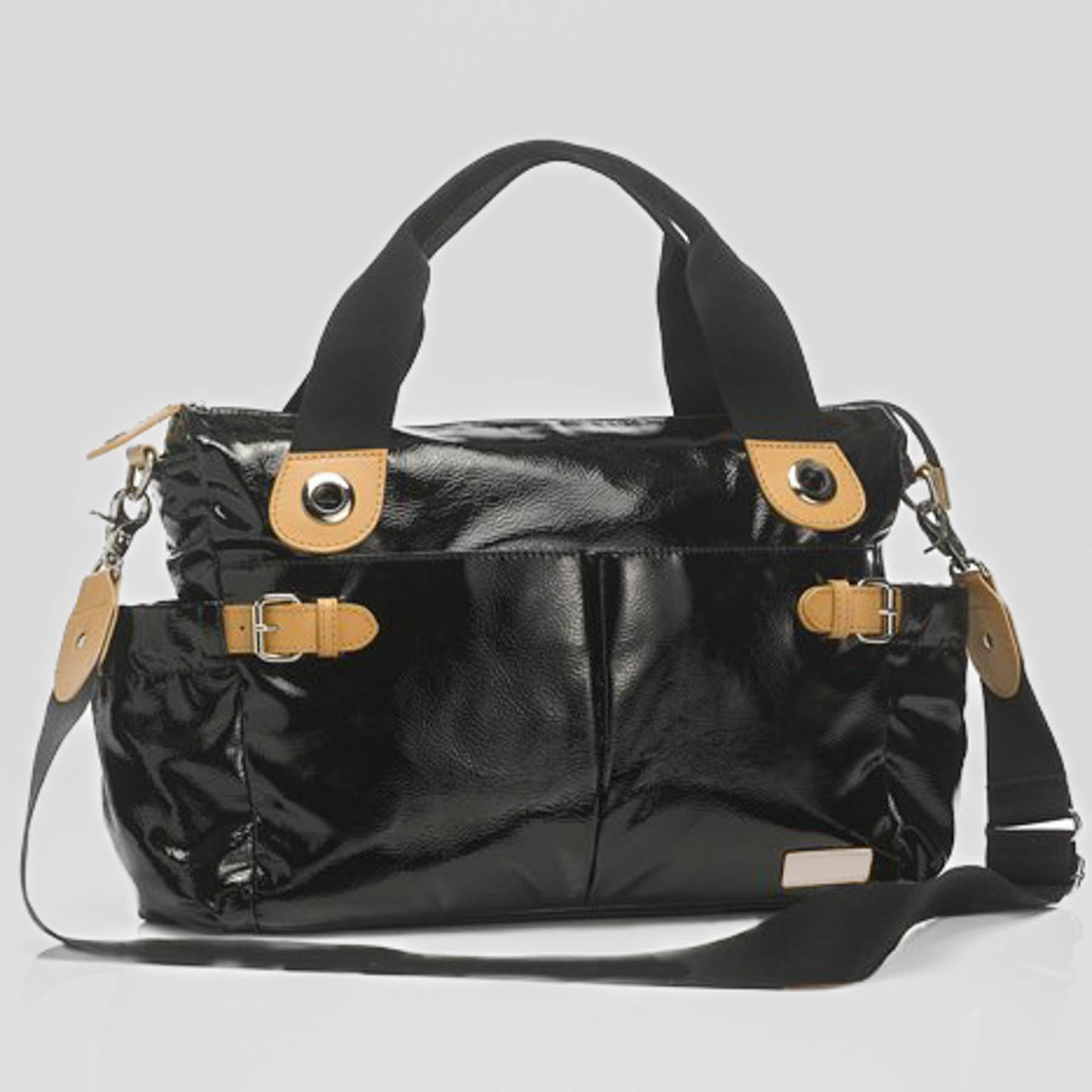 Storksak - Kate Patent Diaper Bag - Black