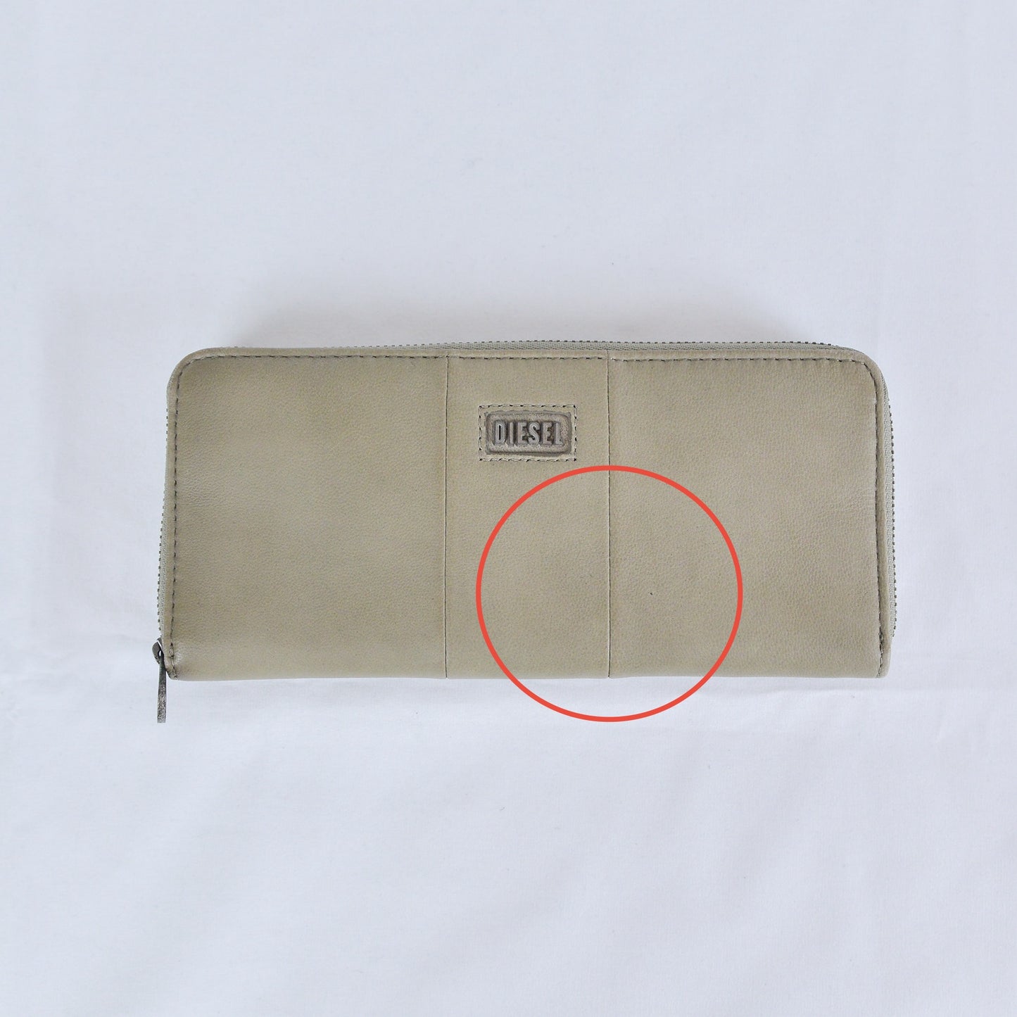 Vintage Leather Long Wallet Logo Zip