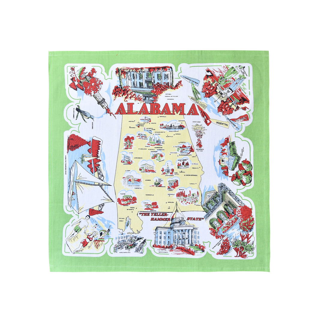 Red and White Kitchen - Alabama Map Towel
