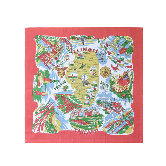 Red and White Kitchen - Illinois Map Towel
