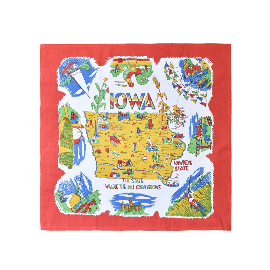 Red and White Kitchen - Iowa Map Towel