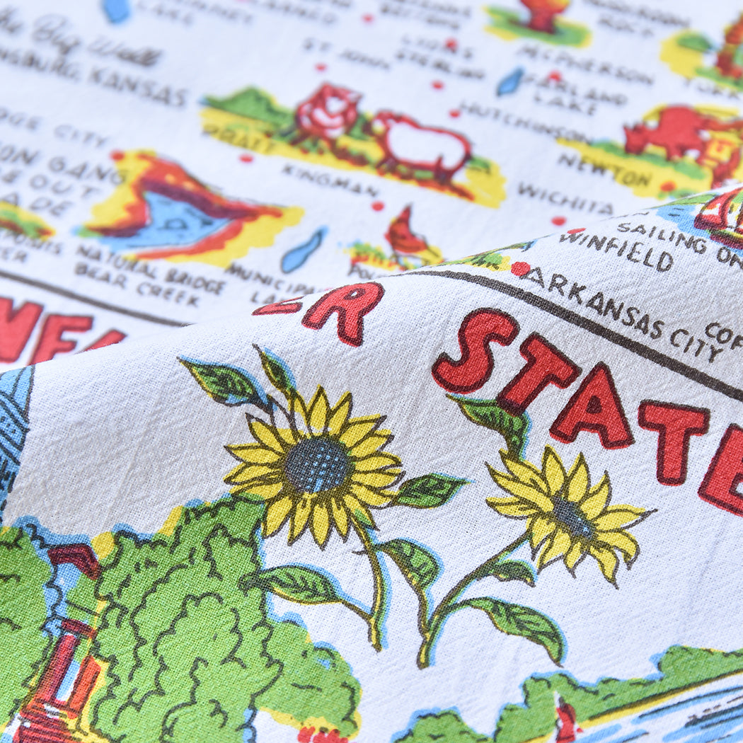 Red and White Kitchen - Kansas Map Towel