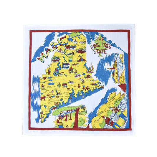 Red and White Kitchen - Maine Map Towel