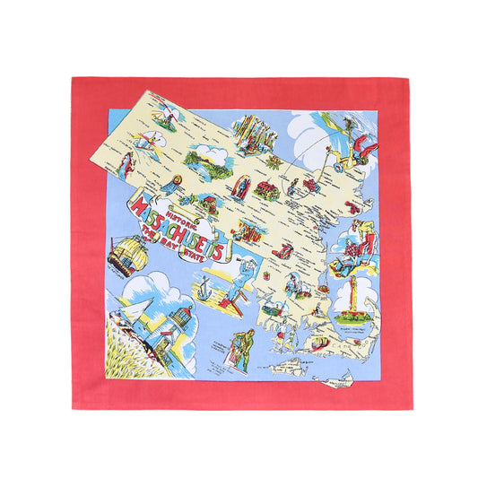 Red and White Kitchen - Massachusetts Map Towel