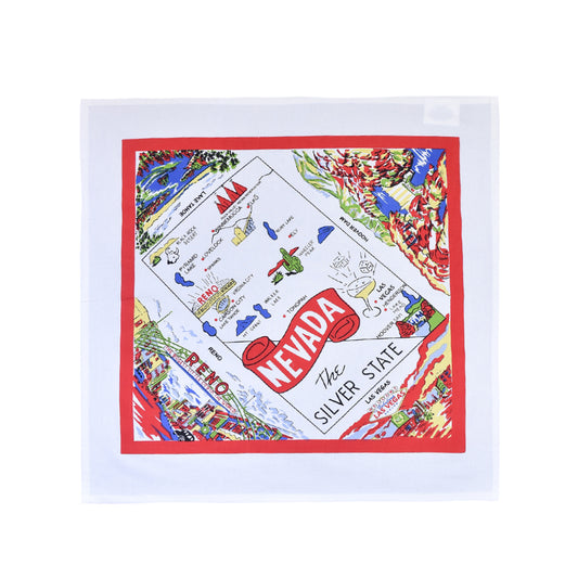 Red and White Kitchen - Nevada Map Towel