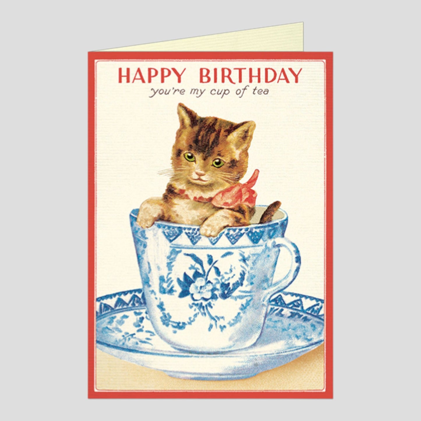 Cavallini Papers & Co. - Happy Birthday Cat Tea Greeting Card
