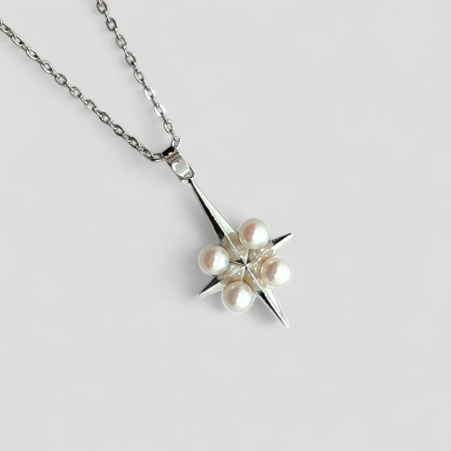 Vintage MIKIMOTO Silver Necklace with Akoya Pearls – Cross Design