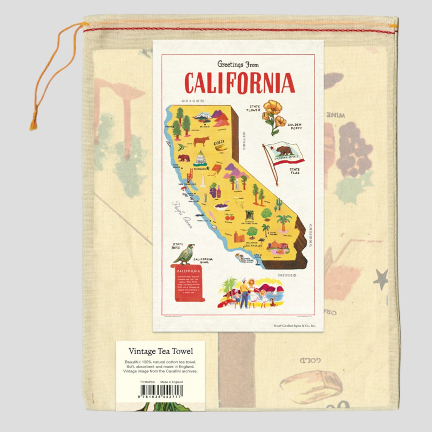 Cavallini Papers & Co - Vintage Tea Towel - California