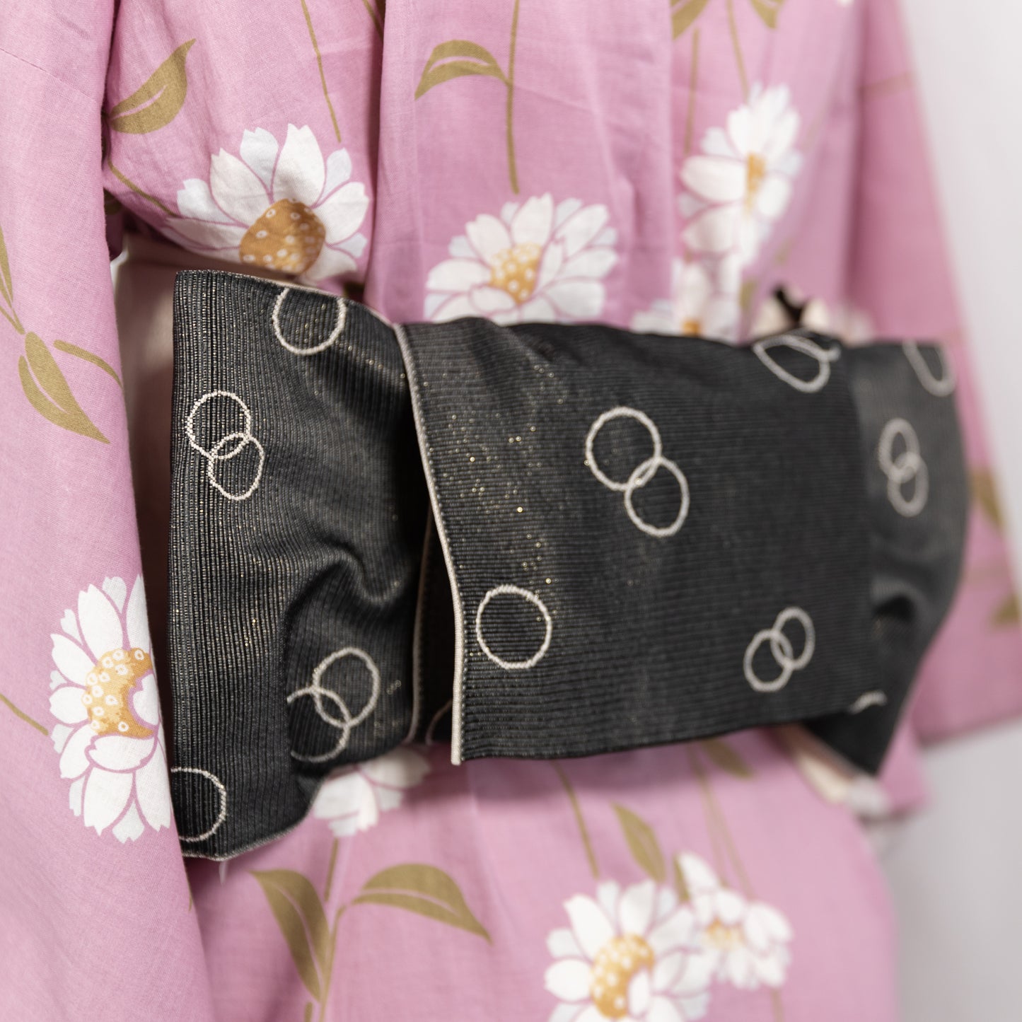 Vintage Yukata Kimono - Daisies in Pink