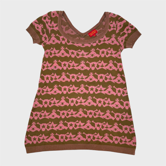 Vintage Brown x Pink Knitted Top