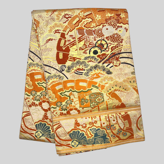 Vintage Japanese Kimono Belt Obi Table Runner (One of a kind) Maru Obi