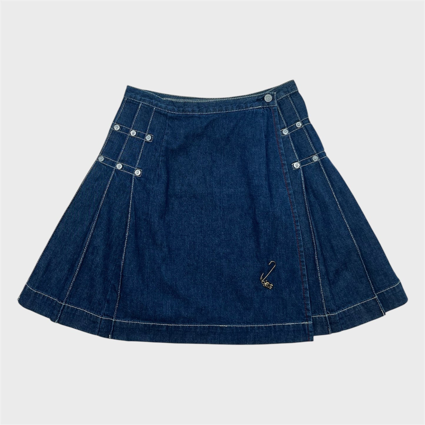 Vintage Pleated Denim Skirt