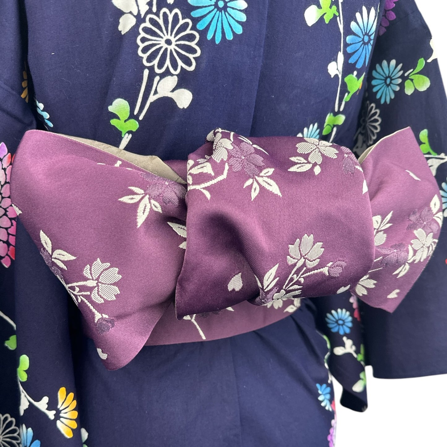 Vintage Retro Yukata Kimono - Twilight chrysanthemum