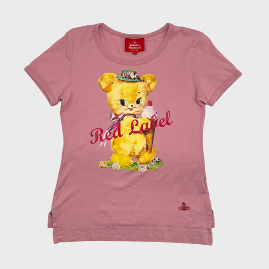 Vintage Creepy Bear Pink T-shirt