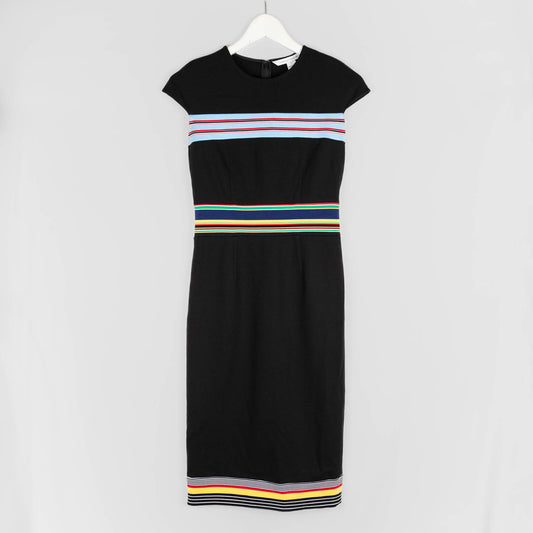 Diane Von Furstenberg - Black Dress with Decorative Stripes