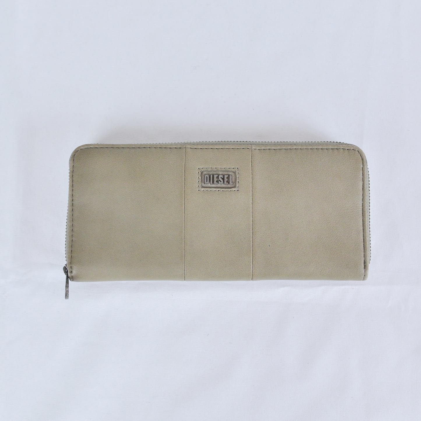Vintage Leather Long Wallet Logo Zip