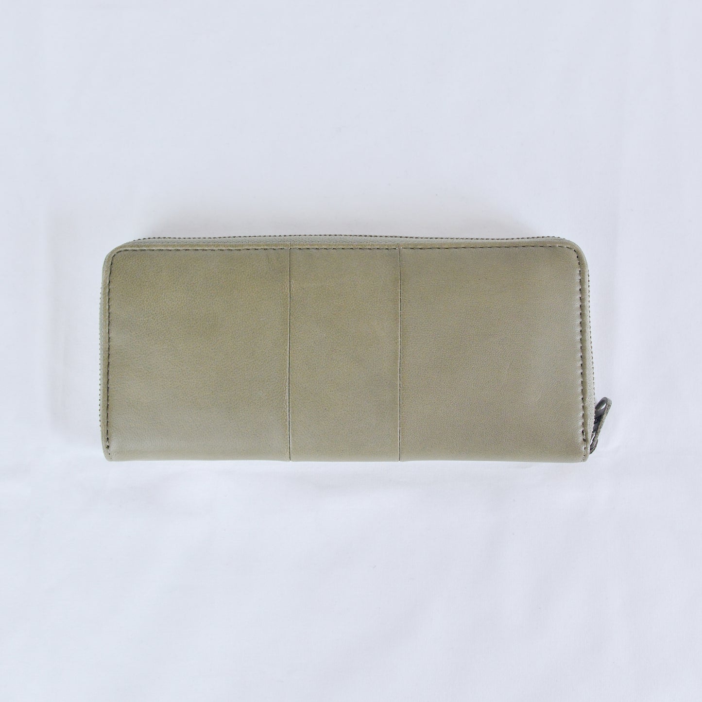 Vintage Leather Long Wallet Logo Zip