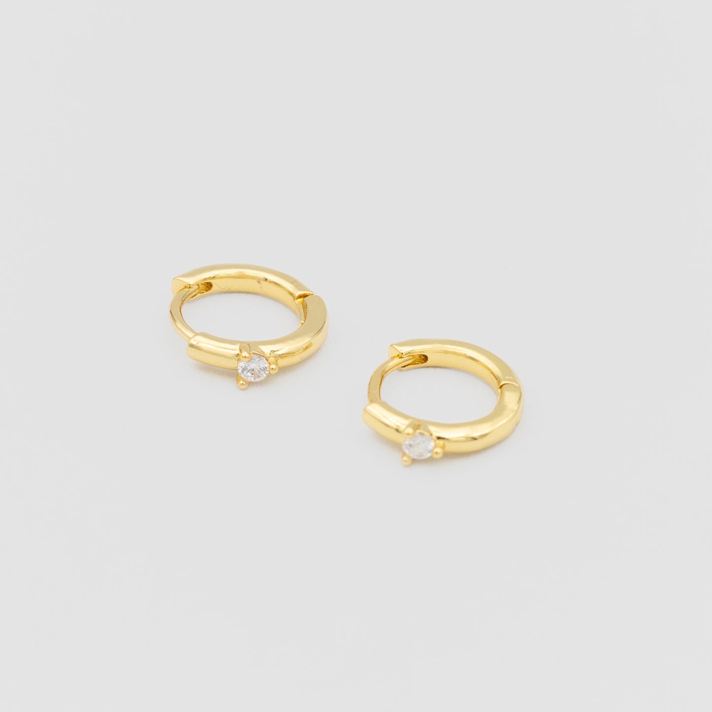 Lune Noir  - Circle Earrings  CZ Charm - Gold