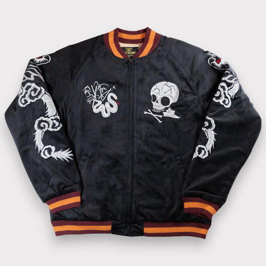 Houston - Velveteen Sukajan Jacket - Skull - Black