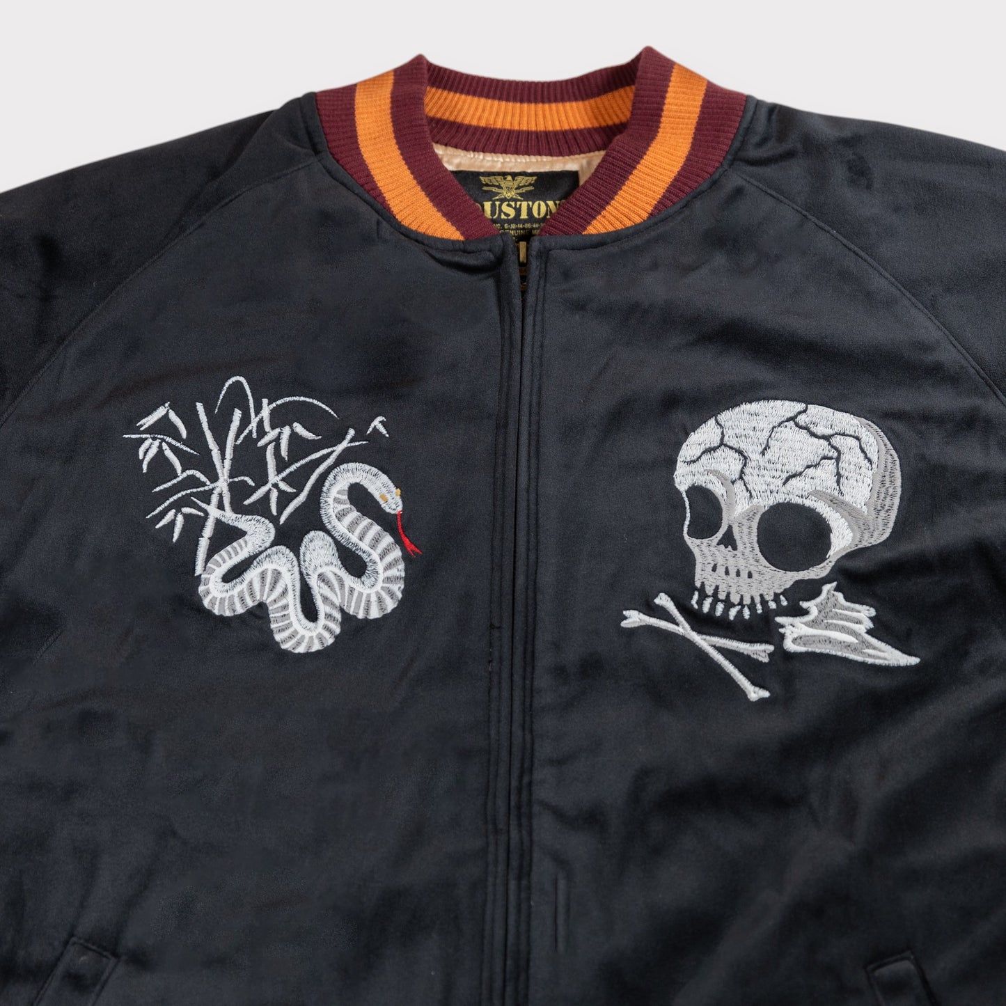 Houston - Velveteen Sukajan Jacket - Skull - Black