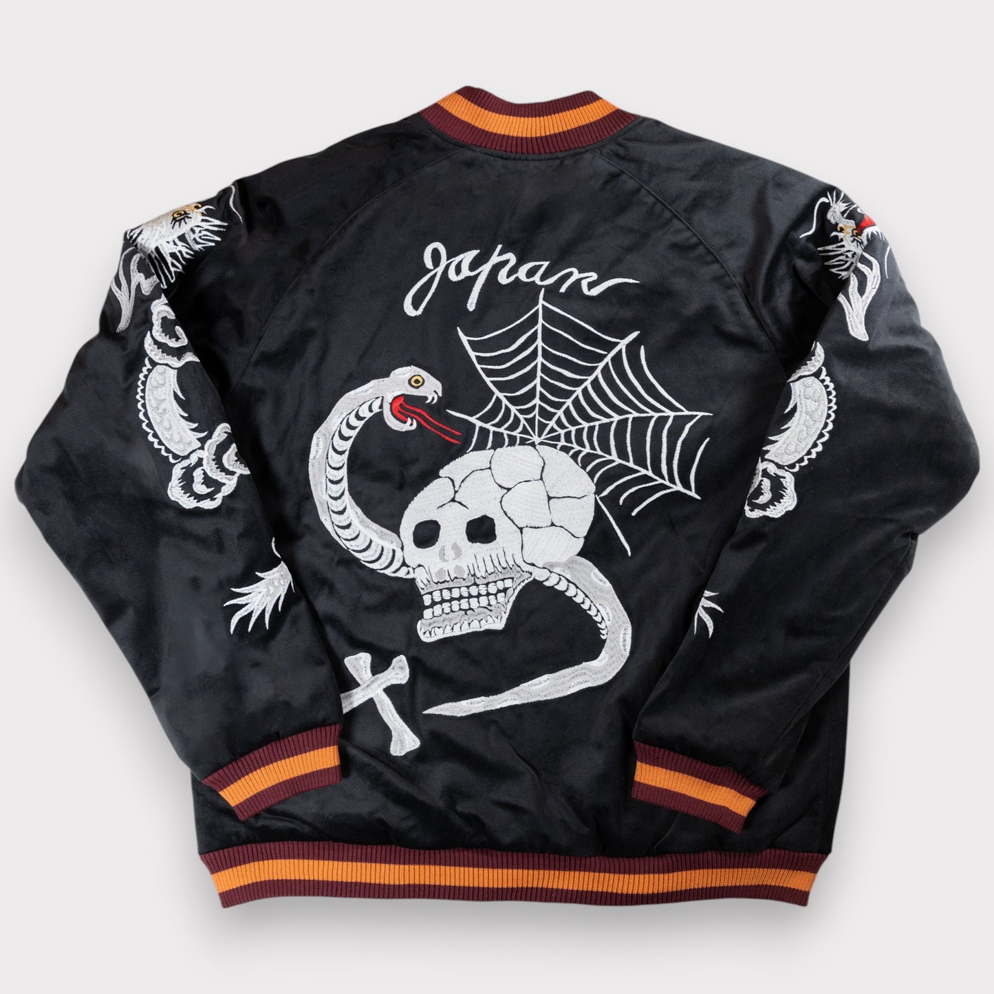 Houston - Velveteen Sukajan Jacket - Skull - Black