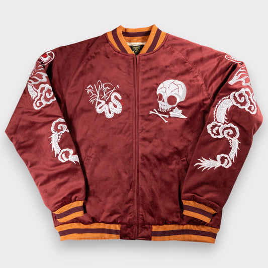 Houston - Velveteen Sukajan Jacket - Skull - Maroon