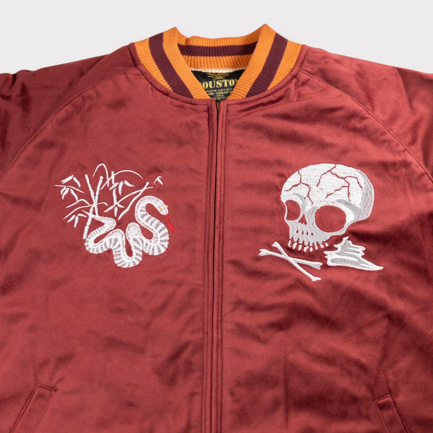 Houston - Velveteen Sukajan Jacket - Skull - Maroon