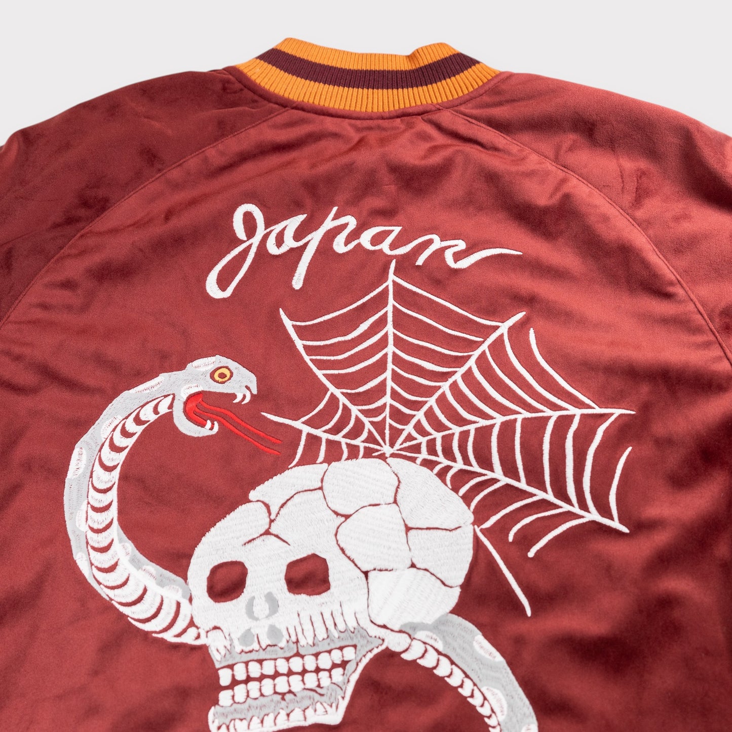 Houston - Velveteen Sukajan Jacket - Skull - Maroon