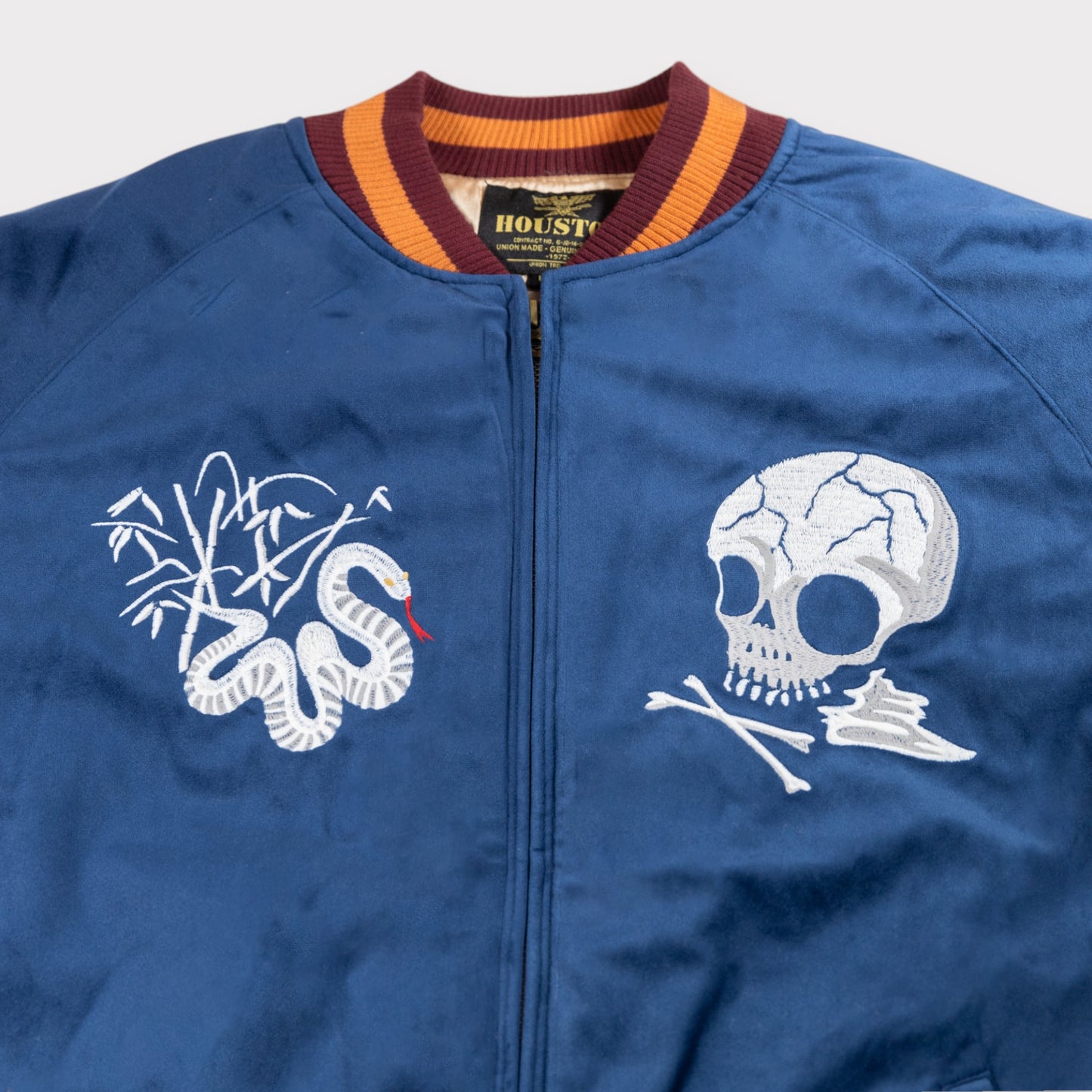 Houston - Velveteen Sukajan Jacket - Skull - Navy