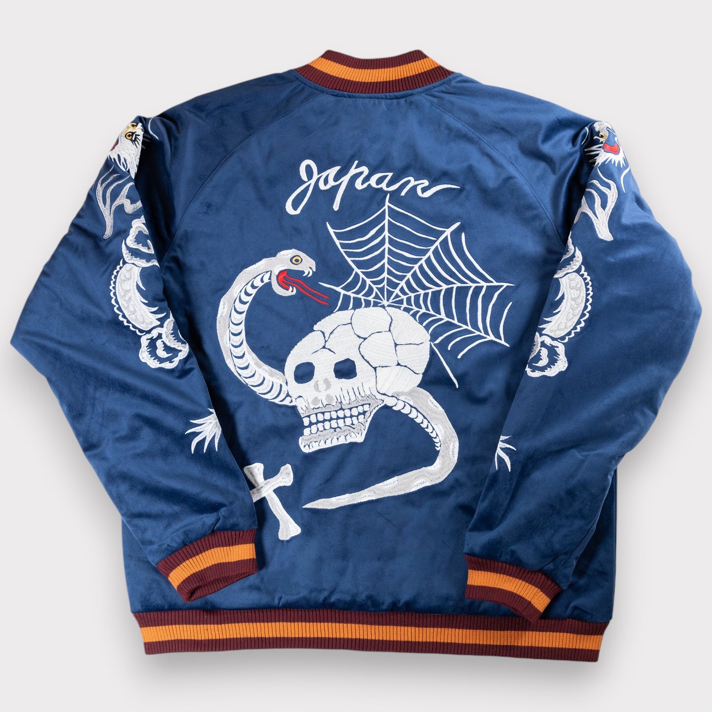 Houston - Velveteen Sukajan Jacket - Skull - Navy