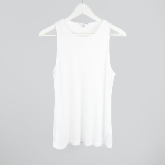 James Perse - Clean Cut Away Ribbed Tank - White