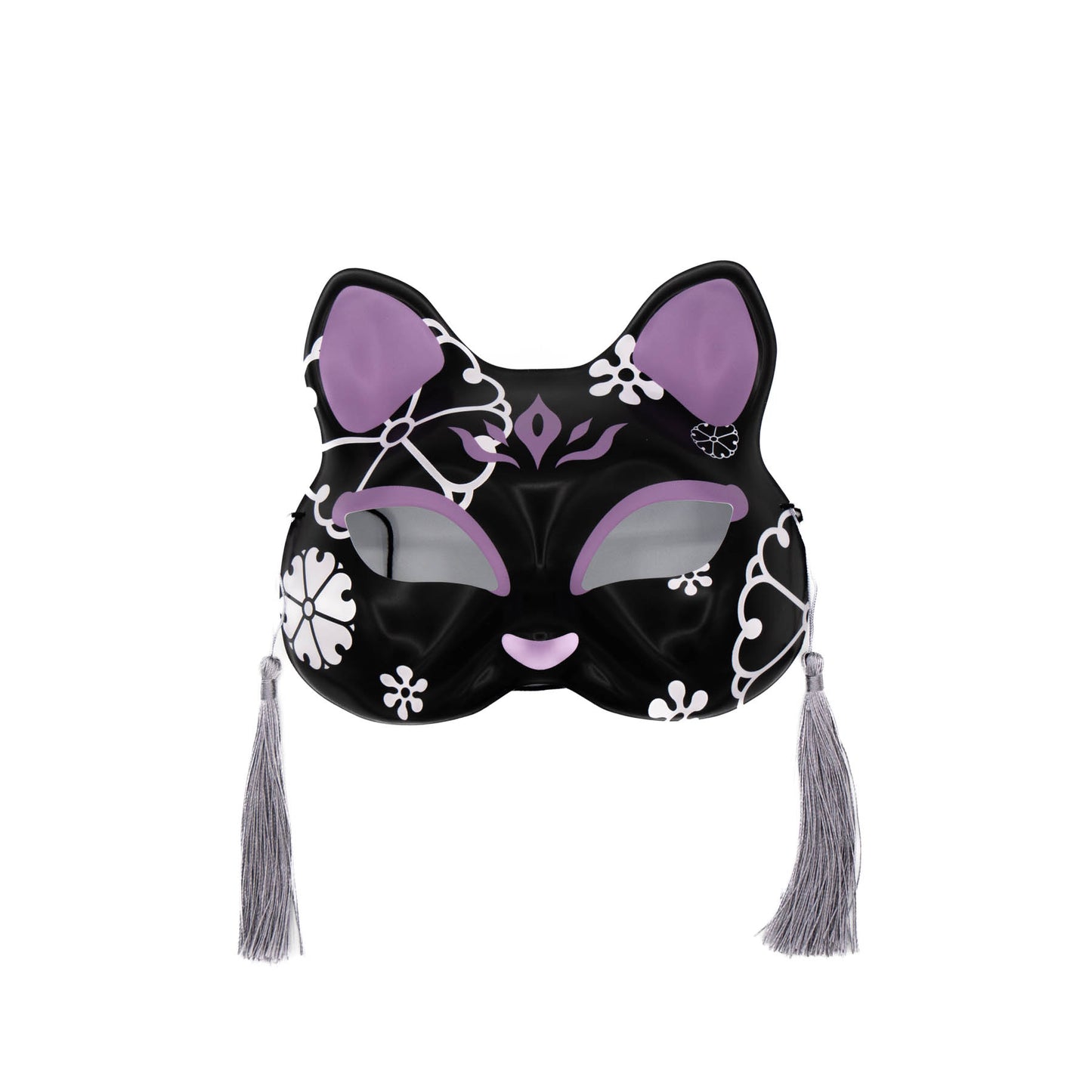 Japanese Cat Mask - Black and Purple
