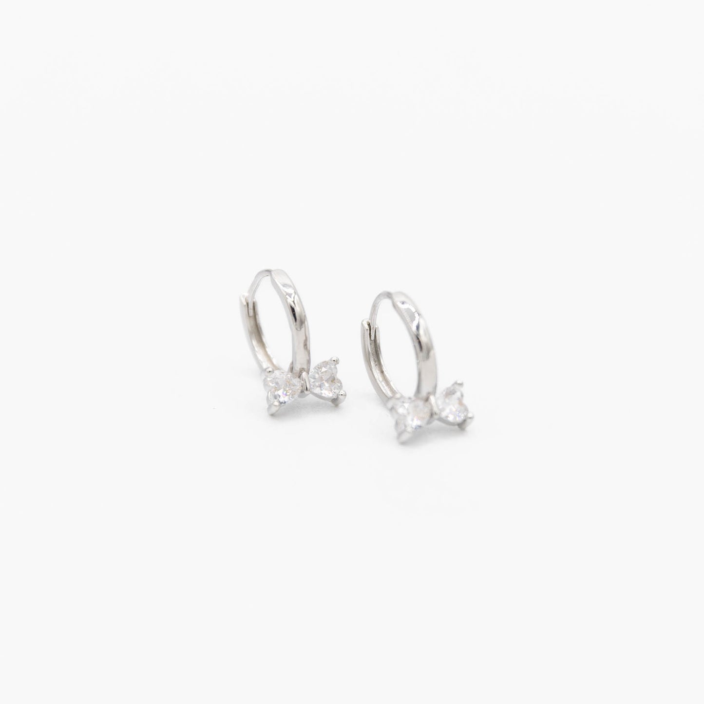 Lune Noir - Sweet Zircon Bow Hoop Earring - Silver