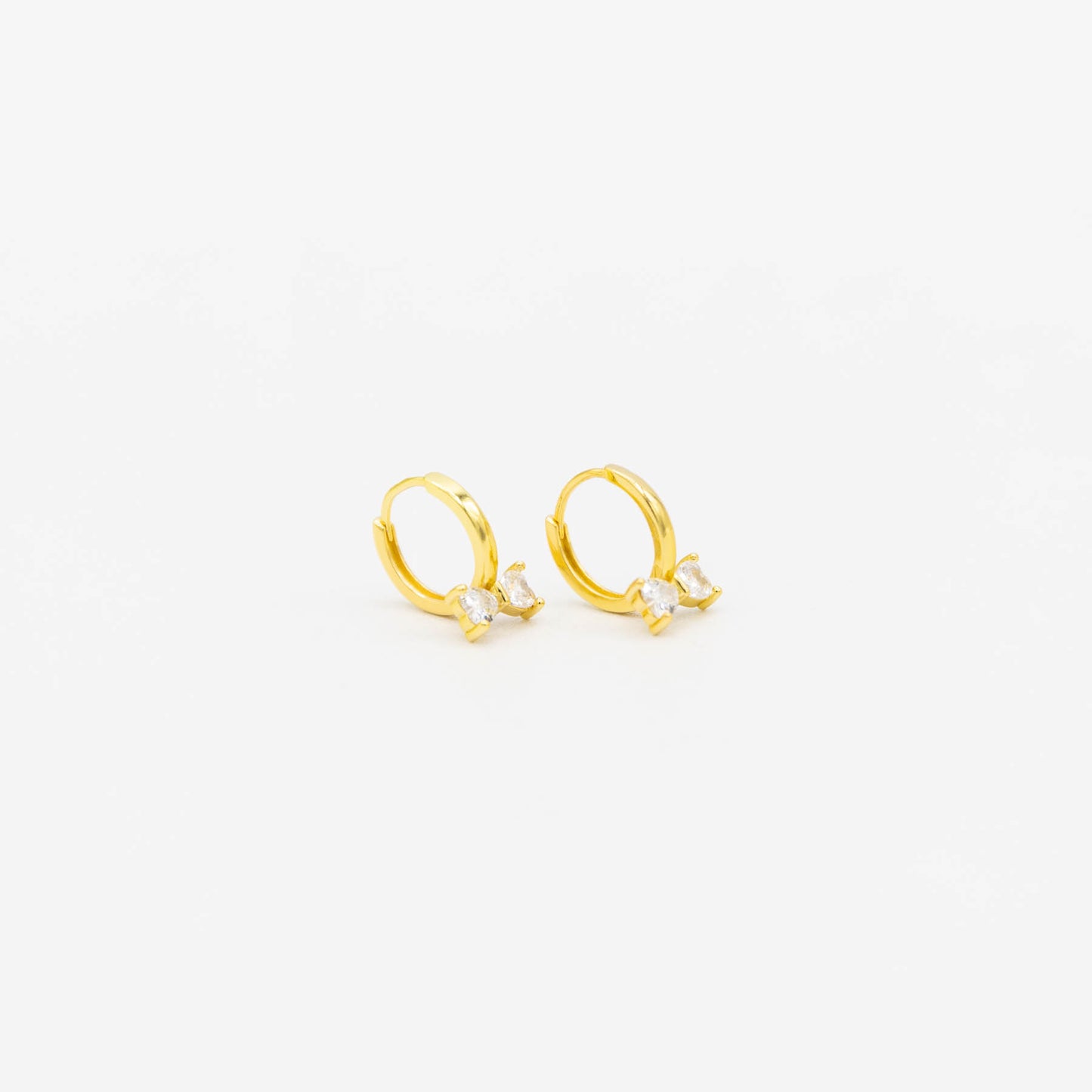 Lune Noir - Sweet Zircon Bow Hoop Earring - Gold