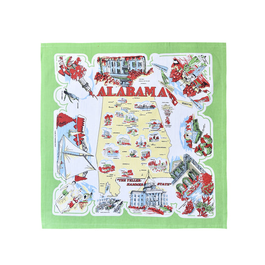 Red and White Kitchen - Alabama Map Towel