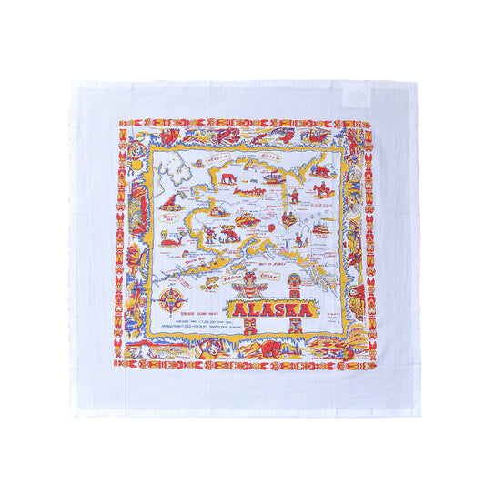 Red and White Kitchen - Alaska Map Towel