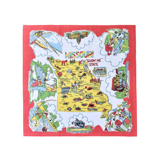 Red and White Kitchen - Missouri Map Towel