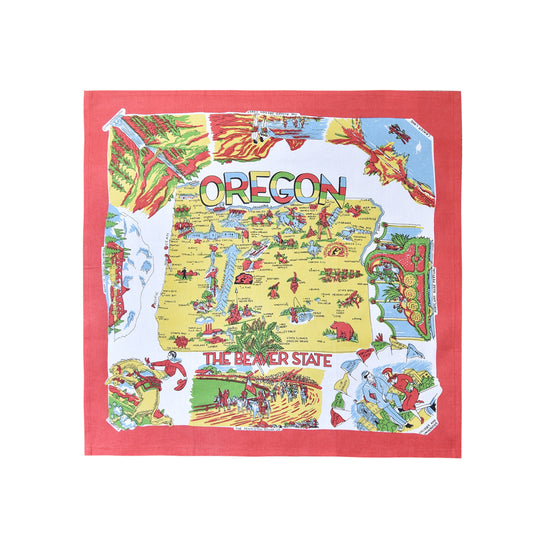 Red and White Kitchen - Oregon Map Towel