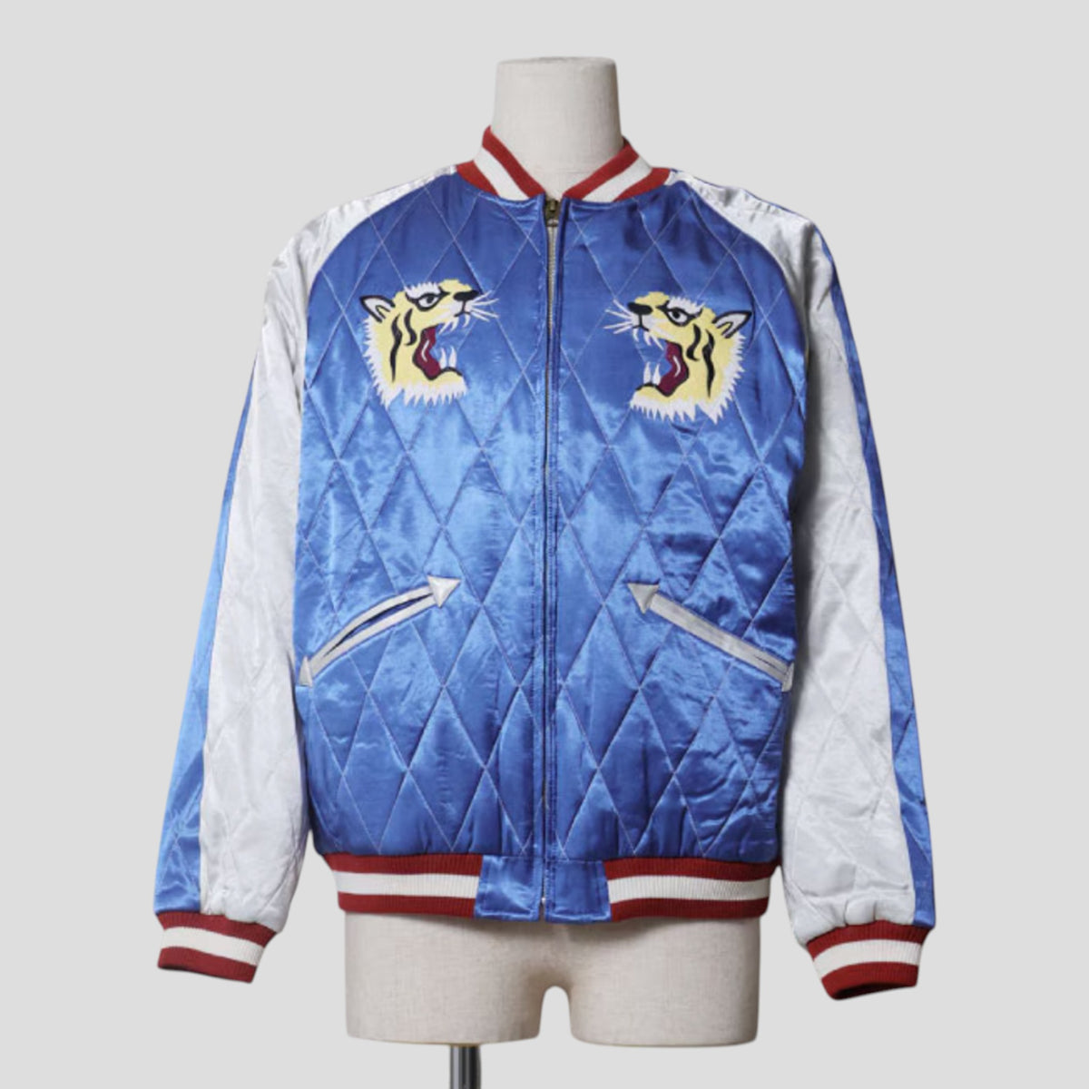 Houston - Quilting Rayon Sukajan Jacket - Eagle - Blue