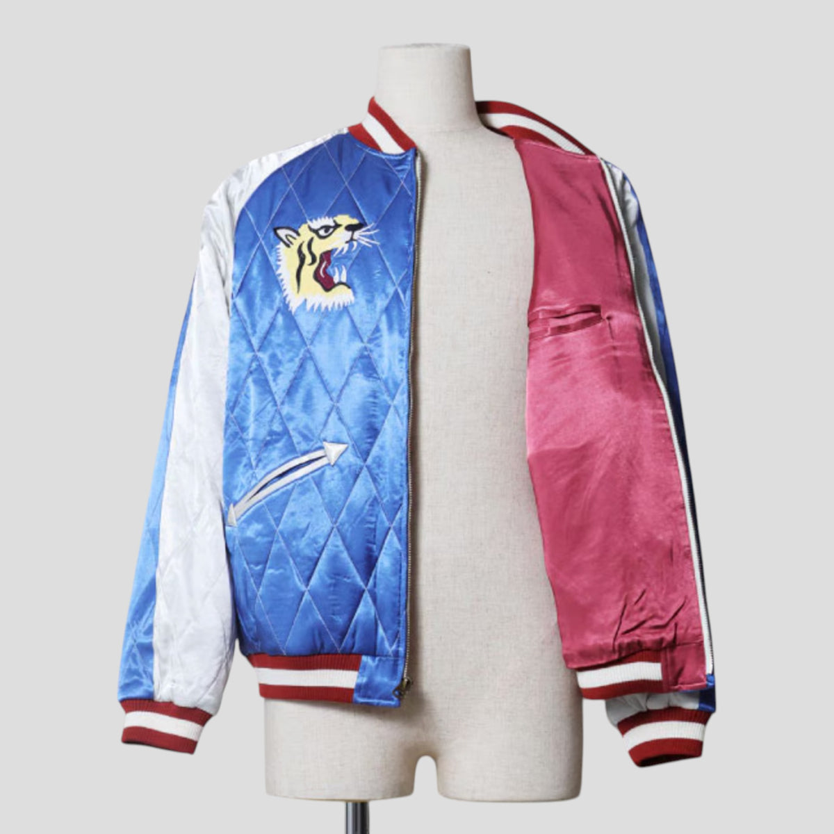 Houston - Quilting Rayon Sukajan Jacket - Eagle - Blue