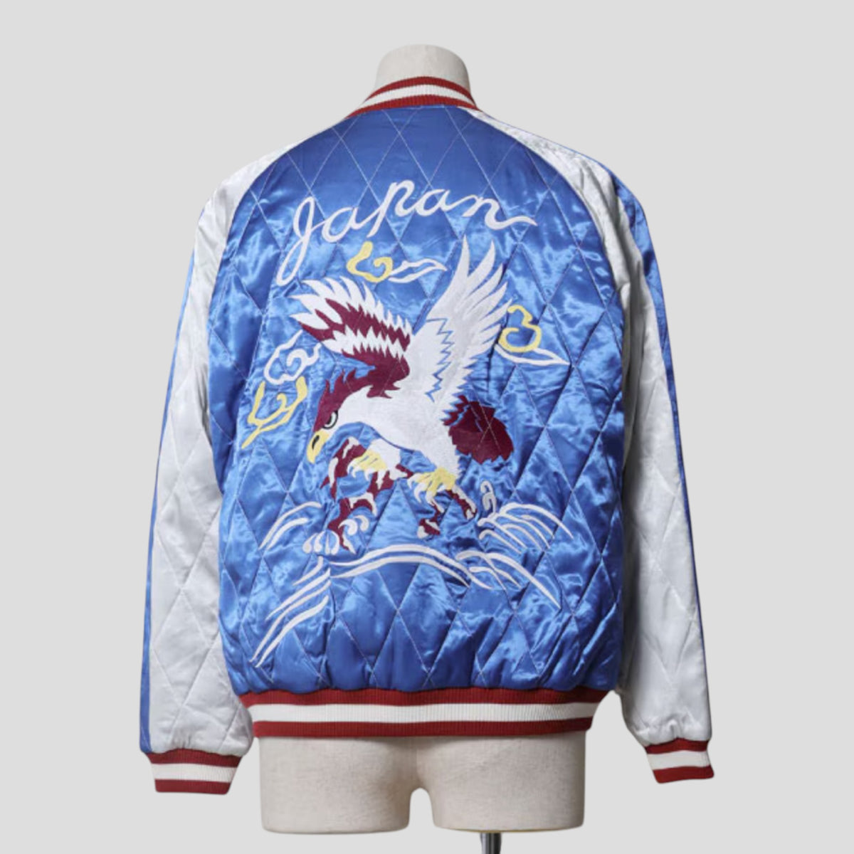 Houston - Quilting Rayon Sukajan Jacket - Eagle - Blue