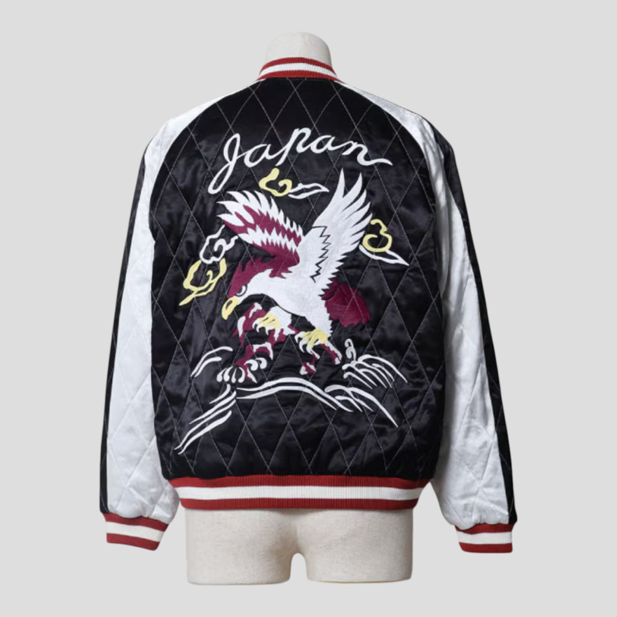Houston - Quilting Rayon Sukajan Jacket - Eagle - Black