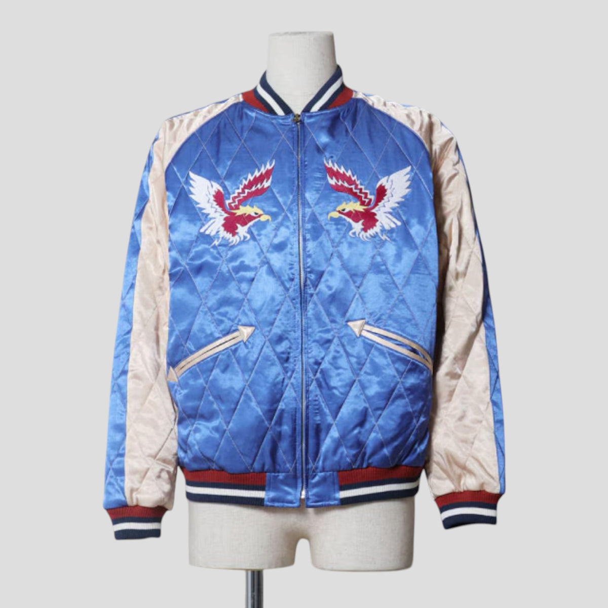Houston - Quilting Rayon Sukajan Jacket - Tiger - Blue