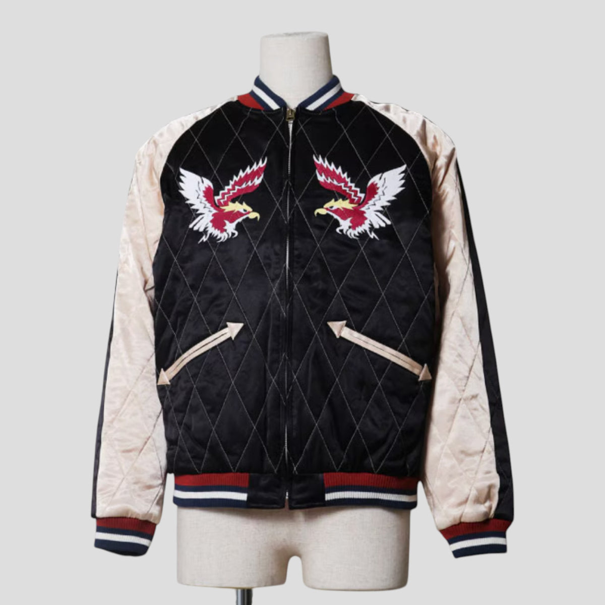 Houston - Quilting Rayon Sukajan Jacket - Tiger - Black