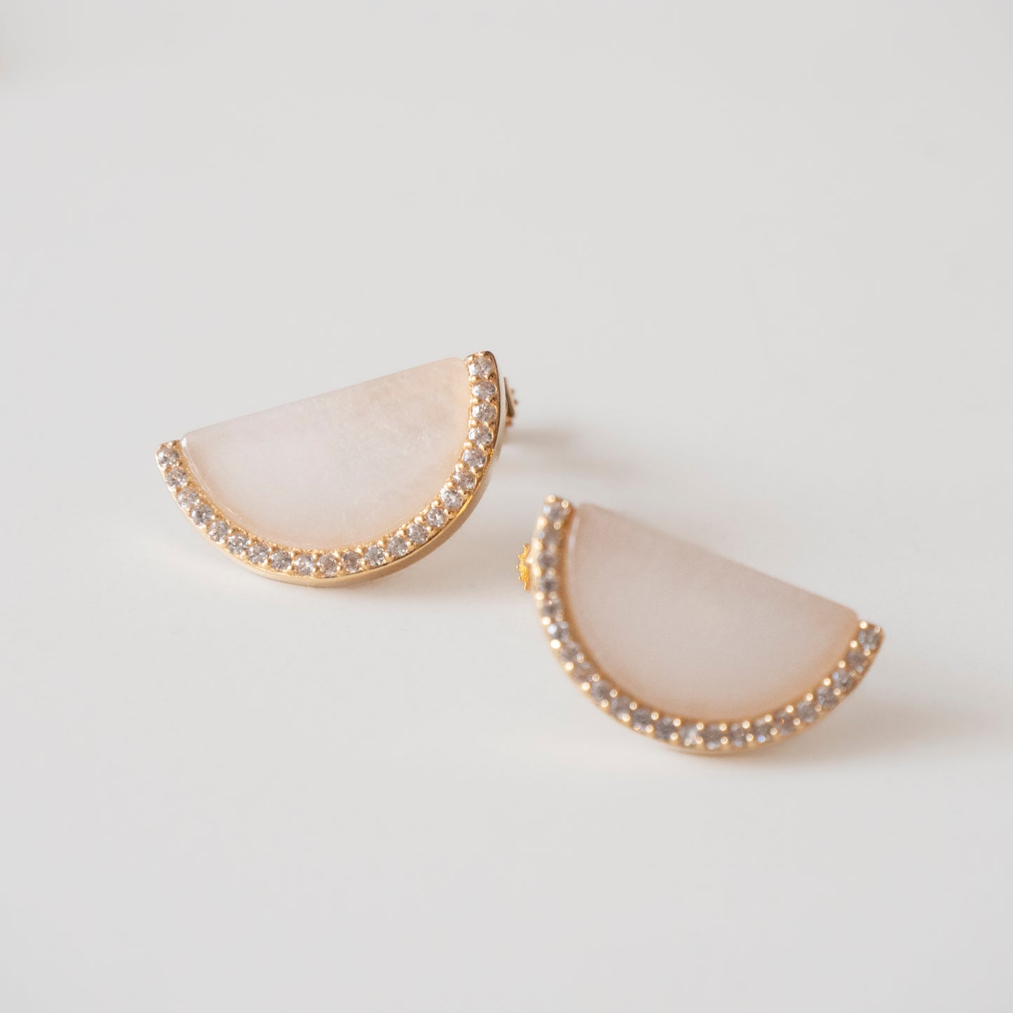 Stellar Hollywood - Clip-On - Semicircle Earring - White