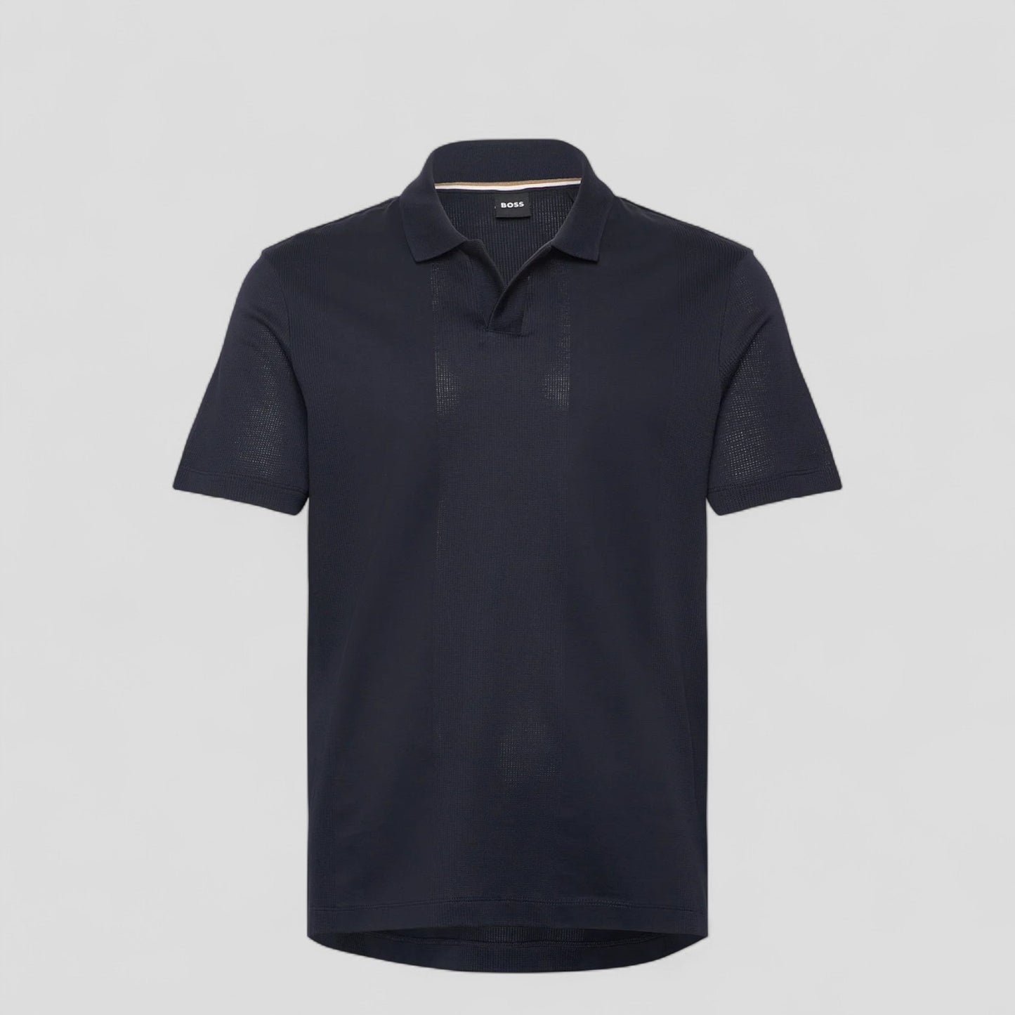 Hugo Boss - Johnny-collar polo shirt in mixed-structure cotton