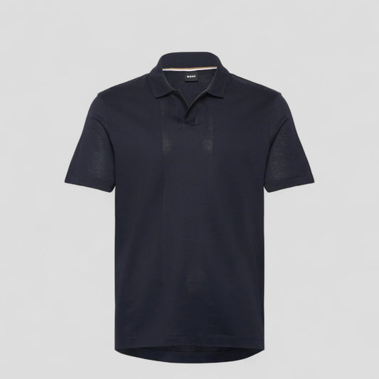 Hugo Boss - Johnny-collar polo shirt in mixed-structure cotton