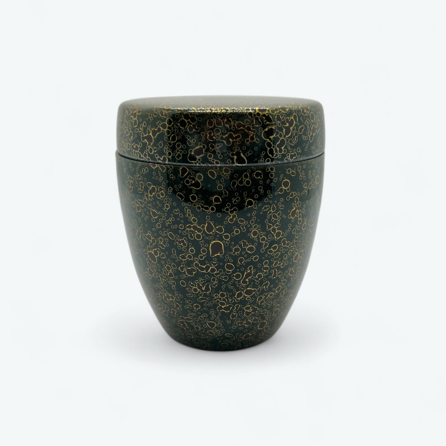 Vintage Green Tsugaru Lacquer Tea Caddy (Natsume)