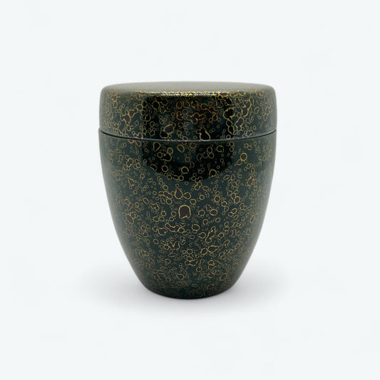 Vintage Green Tsugaru Lacquer Tea Caddy (Natsume)