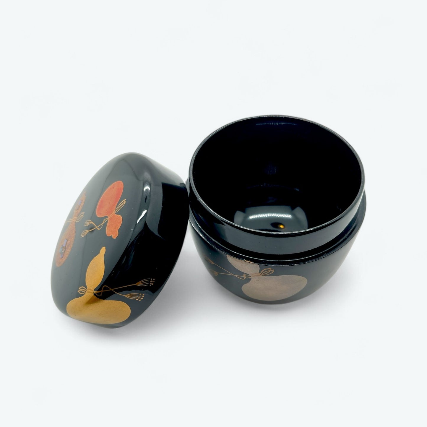 Vintage Kawatsura-nuri Lacquer Tea Caddy – Hyōtan (Gourd) Motif